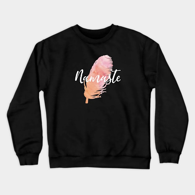 Namaste Watercolor Feather Crewneck Sweatshirt by jutulen